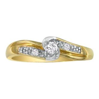 Diamond Promise Ring with Thick Band, 10k Yellow Gold
