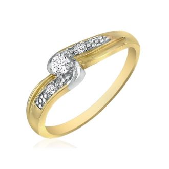 Diamond Promise Ring with Thick Band, 10k Yellow Gold