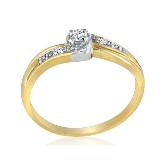 Diamond Promise Ring with Thick Band, 10k Yellow Gold