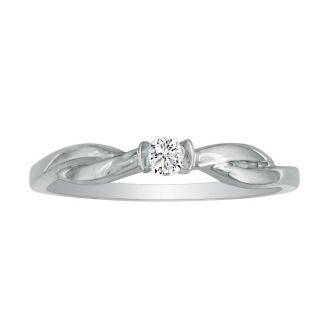 Beautiful Twist Band Diamond Promise Ring, 10k White Gold