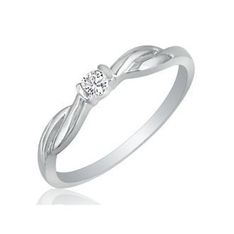 Beautiful Twist Band Diamond Promise Ring, 10k White Gold