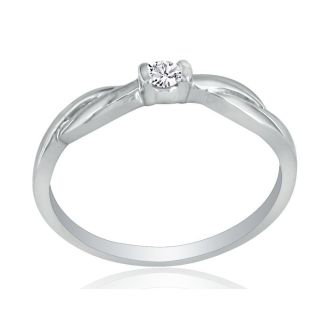 Beautiful Twist Band Diamond Promise Ring, 10k White Gold