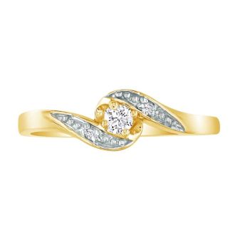 Bypass Diamond Promise Ring in 10k Yellow Gold
