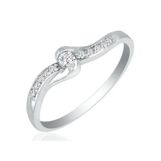 Solid and Fancy 11 Diamond Promise Ring, 10k White Gold