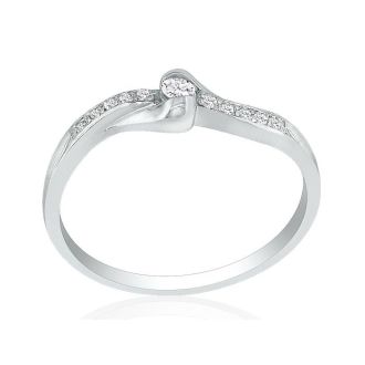 Solid and Fancy 11 Diamond Promise Ring, 10k White Gold