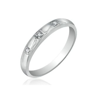 Three Diamond Promise Ring in 10k White Gold