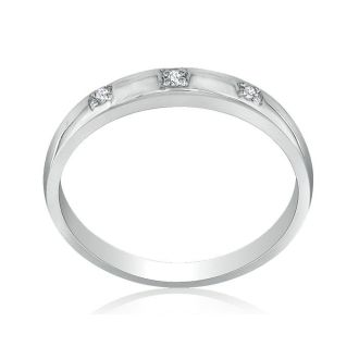 Three Diamond Promise Ring in 10k White Gold