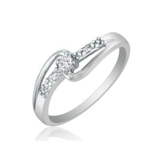 Beautiful Open Shank Diamond Promise Ring, 10k White Gold