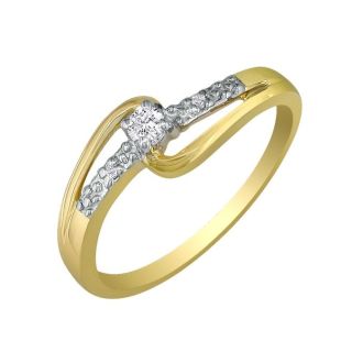 Beautiful Open Shank Diamond Promise Ring, 10k Yellow Gold