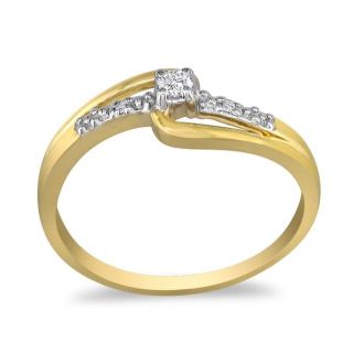 Beautiful Open Shank Diamond Promise Ring, 10k Yellow Gold