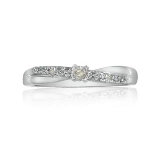 Beautiful Crossover Diamond Promise Ring, 10k White Gold