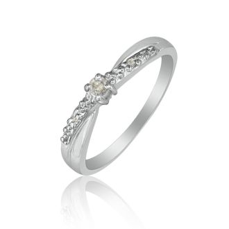 Beautiful Crossover Diamond Promise Ring, 10k White Gold