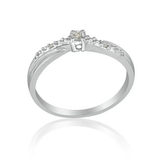 Beautiful Crossover Diamond Promise Ring, 10k White Gold