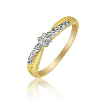 Beautiful Crossover Diamond Promise Ring, 10k Yellow Gold