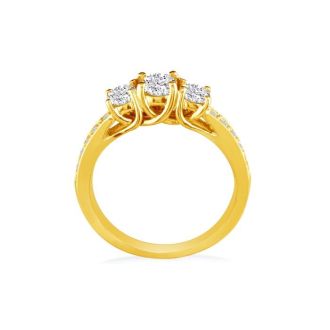 1ct Three Diamond Plus Engagement Ring, 14k Yellow Gold