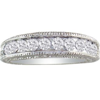 1/2ct Antique Style Diamond Band in 10k White Gold