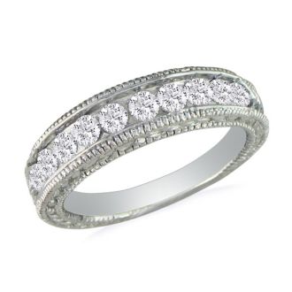 1/2ct Antique Style Diamond Band in 10k White Gold