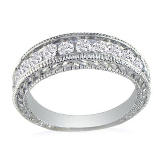 1/2ct Antique Style Diamond Band in 10k White Gold