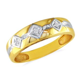 Mens Diamond Bands: Mens Diamond Band in 10k Yellow Gold