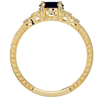 1 3/4 Carat Oval Shape Sapphire and Diamond Ring In 10 Karat Yellow Gold