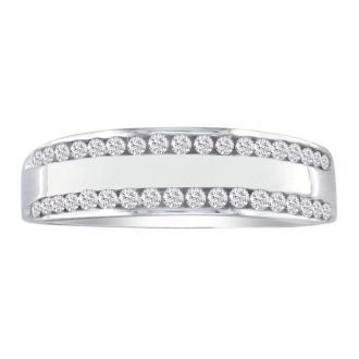 Wide 1/4ct Ladies Diamond Band in 10k White Gold. Sizes 3 to 5