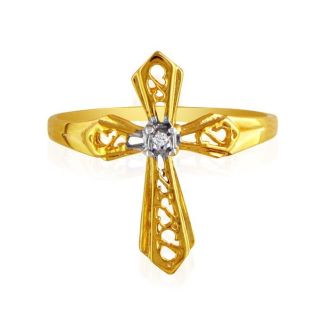 Diamond Cross Ring in Yellow Gold