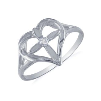 10k White Gold Filigree Diamond Cross Ring