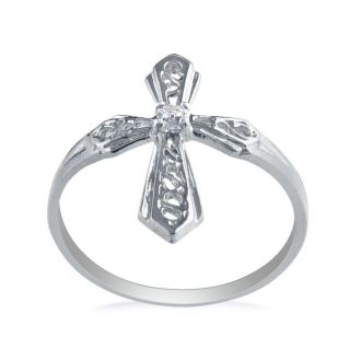 Diamond Cross Ring in White Gold