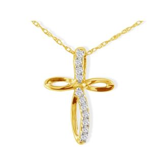 .12ct Journey Diamond Cross Pendant in 10k Yellow Gold