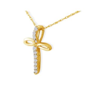.12ct Journey Diamond Cross Pendant in 10k Yellow Gold