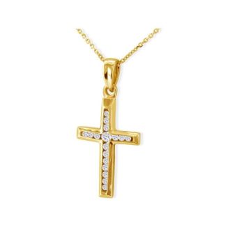 1/8ct Diamond Cross Pendant in 10k Yellow Gold