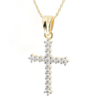 The Classic 1/4ct Diamond Cross Pendant in 10k Yellow Gold