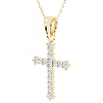 The Classic 1/4ct Diamond Cross Pendant in 10k Yellow Gold