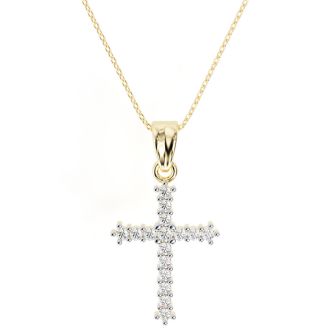 The Classic 1/4ct Diamond Cross Pendant in 10k Yellow Gold