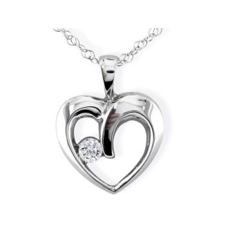 1/10ct Diamond Heart Pendant in 10k White Gold