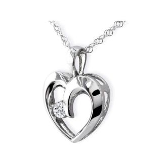 1/10ct Diamond Heart Pendant in 10k White Gold