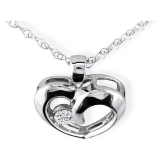 1/10ct Diamond Heart Pendant in 10k White Gold