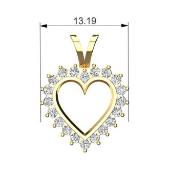 1/4 Carat Classic Diamond Heart Pendant in Yellow Gold