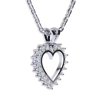 1/4 Carat Classic Diamond Heart Pendant in White Gold