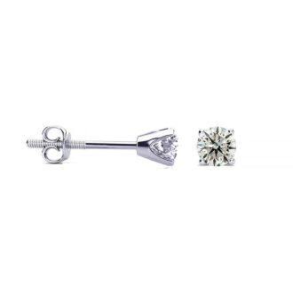 1/4 Carat Diamond Stud Earrings In 14 Karat White Gold. Incredible Deal!