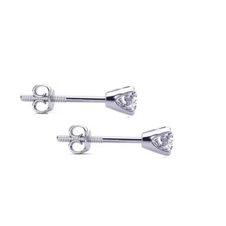 1/4 Carat Diamond Stud Earrings In 14 Karat White Gold. Incredible Deal!
