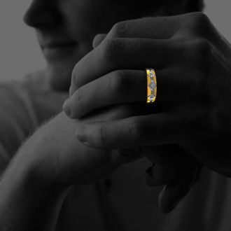 Modern Mens Diamond Band in 10k Yellow Gold