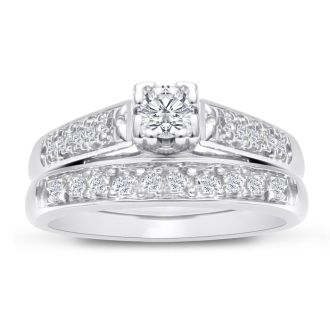 1/4ct Ladies Traditional Diamond Bridal Set in 10k White Gold