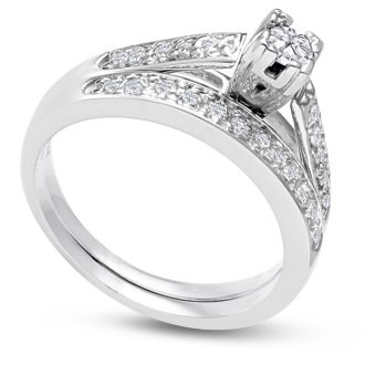 1/4ct Ladies Traditional Diamond Bridal Set in 10k White Gold