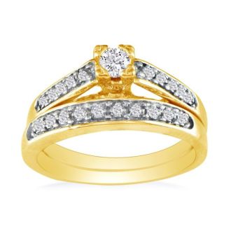 1/4ct Ladies Traditional Diamond Bridal Set, 10K Yellow Gold