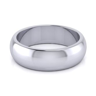 10K White Gold 6MM Comfort Fit Ladies and Mens Wedding Band, Size 13.5