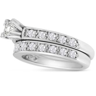 1ct Ladies Traditional Diamond Bridal Set, 14K White Gold