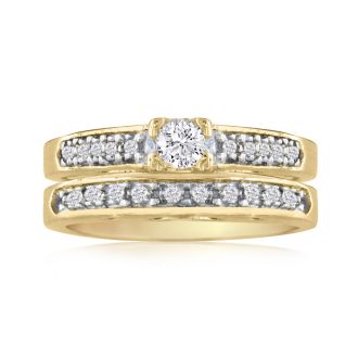 1ct Ladies Traditional Diamond Bridal Set, 14K Yellow Gold