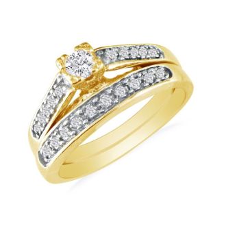 1ct Ladies Traditional Diamond Bridal Set, 14K Yellow Gold