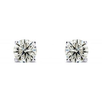 3/4 Carat Diamond Stud Earrings In 14 Karat White Gold